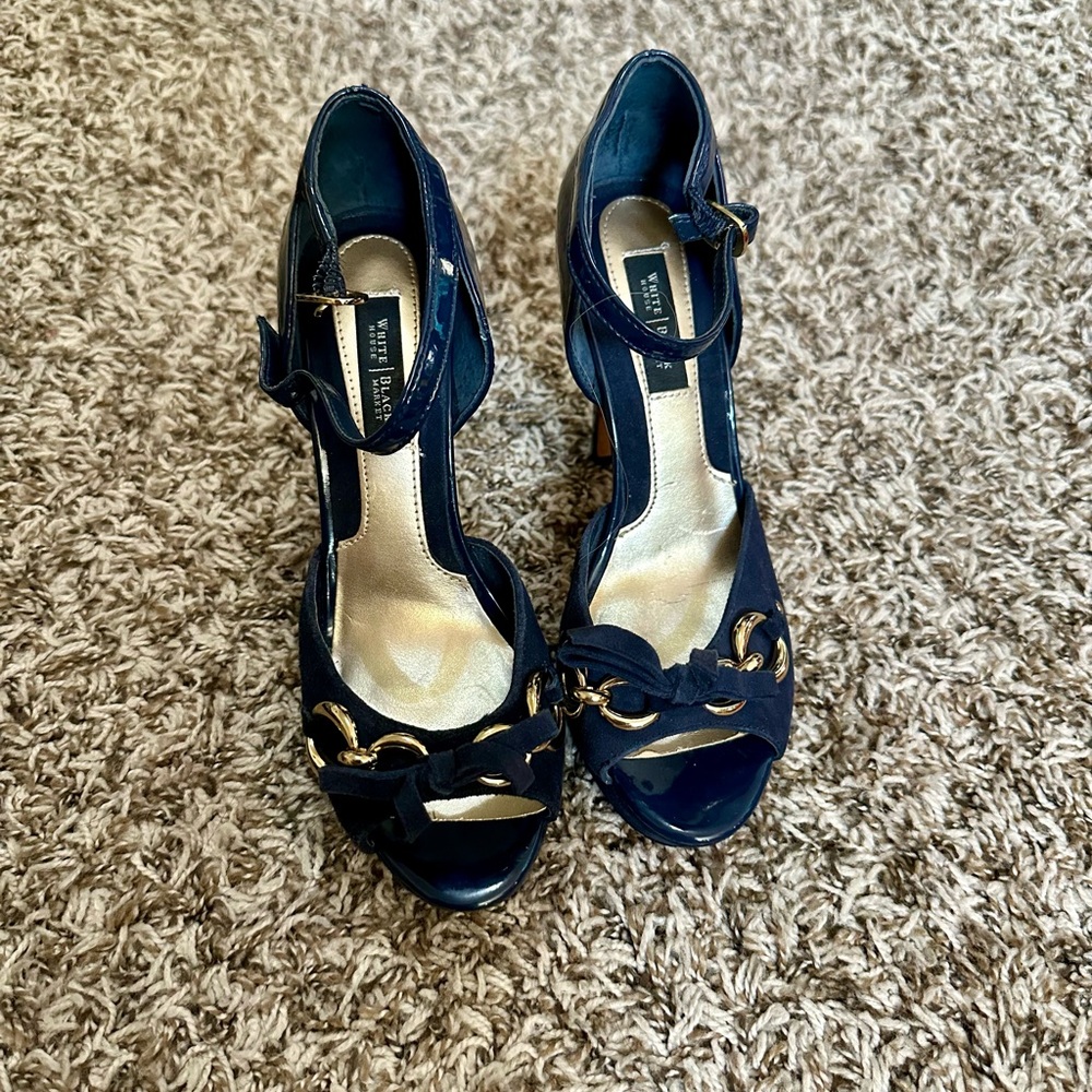 White House Black Market Black and Gold Heels